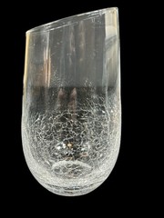 Pier 1 Angled Slant Rim Crackle Blown Glass Set 3 Tumbler Stemless Wine HighBall