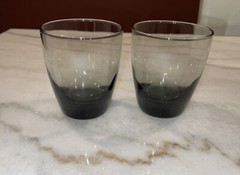 Libbey Double Old Fashioned Rocks Glasses Classic Smoke Gray 4 Modern Set of 2
