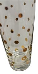 Set of Four Zodax La Fete Decal Champagne Flutes Gold On Clear Glass Dots Stripe