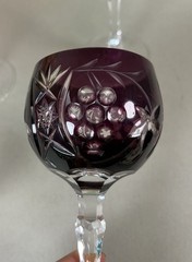6 Bohemian Multi Color Cut To Clear Wine Glasses