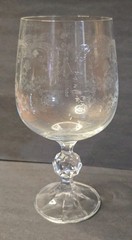 Bohemia Crystal Cascade Queen’s Lace Water Goblet 7″ Etched Ball Knob Stem VTG
