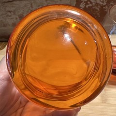 Set Of 2 Bicardi O Orange Curved Bottom Roly Poly Glasses Mouth Blown