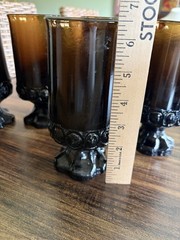 VTG MCM 9 Tiffin Franciscan Madeira Smoke Brown Footed Tumblers Iced Tea Glasses