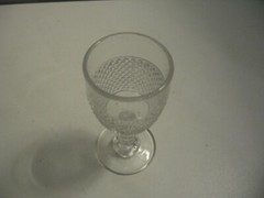 EAPG Cordial Glass Clear Diamond 4 1/4″ Height VGC