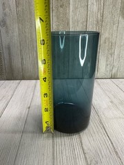Vtg Tumbler Drinking Glasses Steel Blue Cylindrical Shaped Drinkware 6.5″ Set 4