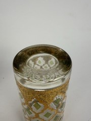 MCM Culver Glass Valencia Gold Gilt 22k & Green Diamond Highball Tumbler 12oz