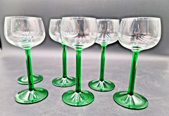 1996-2008 Cristal D’Arques-Durand EMERALD 6.5″ Rhine Wine Stem Glass – Set Of 6