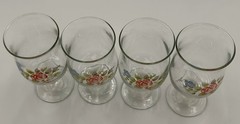 Libbey Tea Rose Goblets Set 4 Juice Wine Glasses 8 Oz Vintage Floral