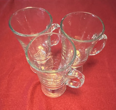 Set of 3 Clear Glass Irish Coffee Glasses, Footed Pedestal Mugs With Handles