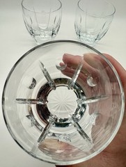 Stunning Block Crystal Cut Glass Old Fashioned Rocks Whiskey Tumblers Dots
