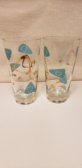 Federal Glass Set Of 2 Amoeba Boomerang Tumblers. 5-5/8″ High .