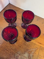 Ruby Red Hoffman House/(4) Imperial Glass/Ohio Water Goblets