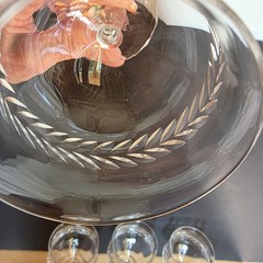 1930s Seneca Clear Crystal Water Goblets Laurel Wreath Leaf Cut 5pc Glows 365nm