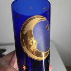 Vintage Whimsogothic CULVER Cobalt Blue 22K Gold Celestial Astrological Glasses