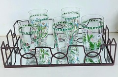 PORTMEIRION Botanic Garden, 5 High Ball Glasses/Tumblers 19.5oz, Green Laurel