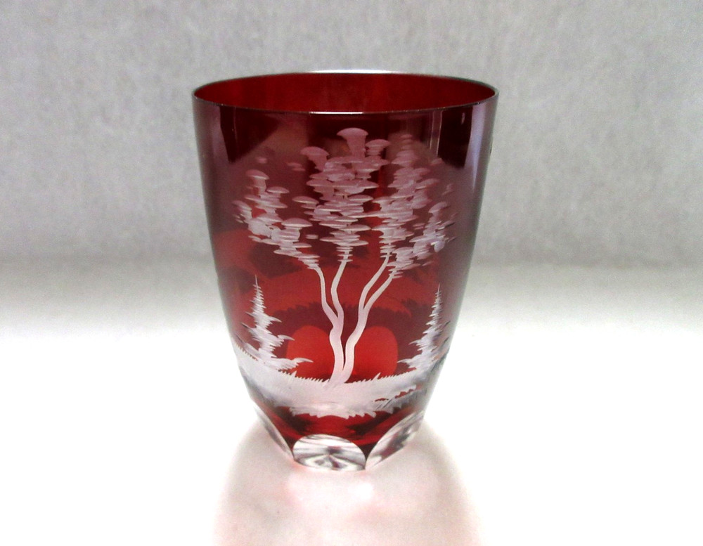 Vintage Echt Kristall (Genuine Crystal) Hand Cut Ruby/Red Cut to Clear Tumbler