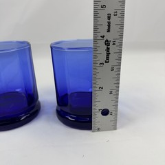 Vtg Anchor Hocking Cobalt Blue 10 Panel Essex Short Tumbler Glasses Set 2 3.5»