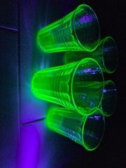 Hazel Atlas Uranium Juice Glasses Blacklight Glow Lot Of 5 Surface Wear