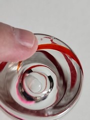 Red Swirl tall Shot Glass PIER 1 Clear with Red Swirl Line Design 3.5″ Tall