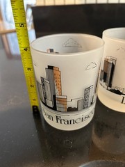 Rare: Neiman Marcus frosted city scape whisky tumblers. Mid Century design