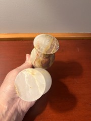 Pair Of Vintage Onyx Stone- 3 in. Goblets