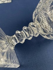 8 vintage Mid-Century Modern clear pressed wine glasses square foot 1940s 1950s