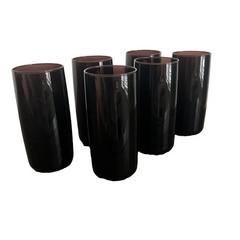 Anchor Hocking Amethyst Purple Highball Glasses Set of 6 Drinking Tumblers 6”