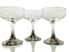 Silver Fade Petite Set Of 3 ~ 5 Oz Wine Glasses Goblets 4.5” Tall 3.25” Wide