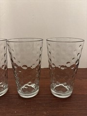 VTG 1960’s Libbey AWA Dot Reverse Optic 16oz Clear Ice Tea Glasses Set of 4