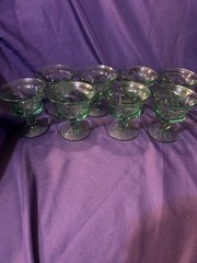 Set of 8 vintage Fostoria green Jamestown sherbet / dessert glasses 1958-1982