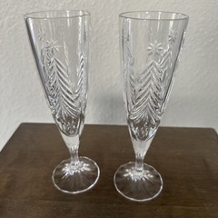 Mikasa Christmas Tree Champagne Flutes Crystal Set of 2 – 8 1/2” Tall