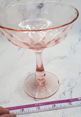 Vintage Pink Depression Glass Stem Diamond Pattern Cocktail Wine Glass