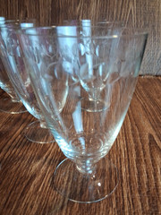 Etched Crystal Ice Tea Glasses 5.5» Vintage Set Of 5