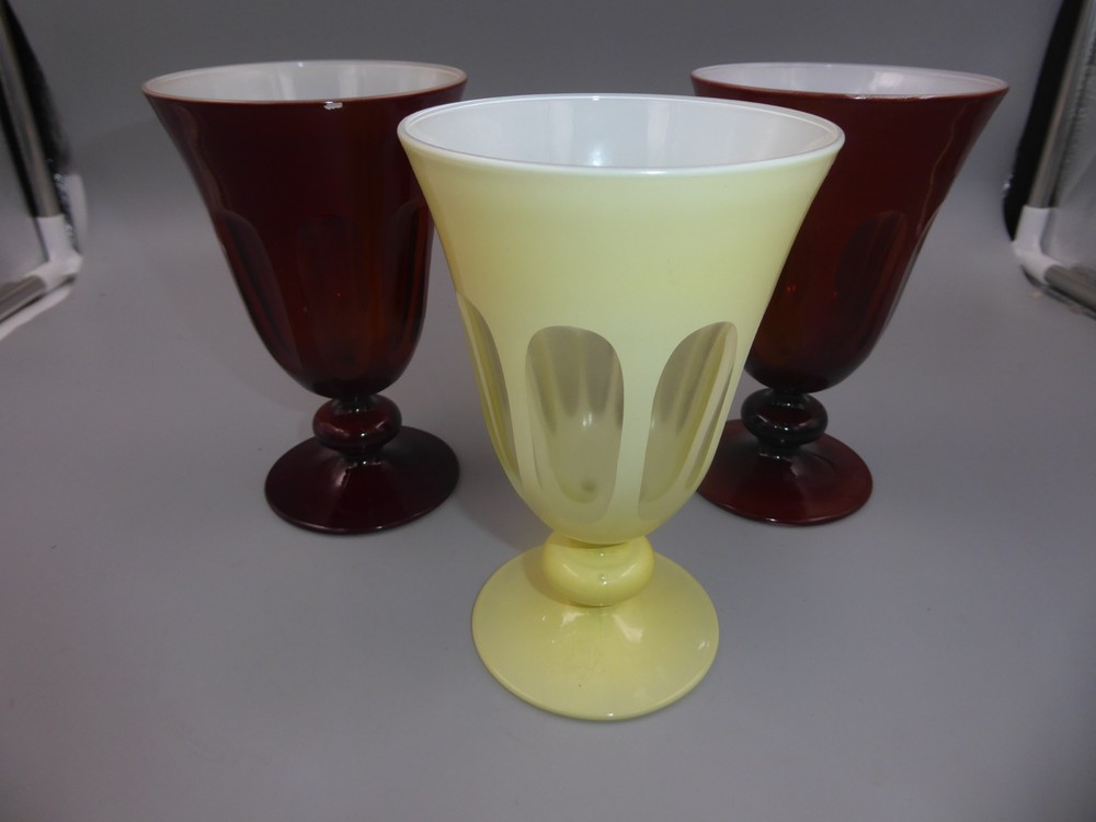 VTG THREE SIR MADAM RIALTO TULIP GLASSES ~ MADE IN TURKEY ~ READ