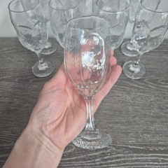 9 Libbey Chivalry Water Goblets 6 1/2″ Clear Textured 12 oz Wine Glass Stemware