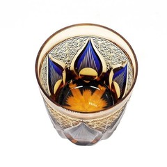 Hand-Carved Geometric 9oz Whiskey Rocks Tumbler Glass Home Bar Cup