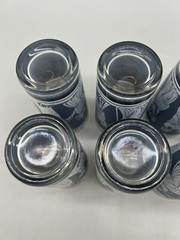 Vintage Wedgwood Blue White Drinking Glasses 10 oz Jeanette Roman Greek Women 8