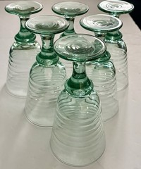 Libbey Vintage Sirrus Spanish Green Glass Water/Wine Goblets, Set of 6, Ribbed