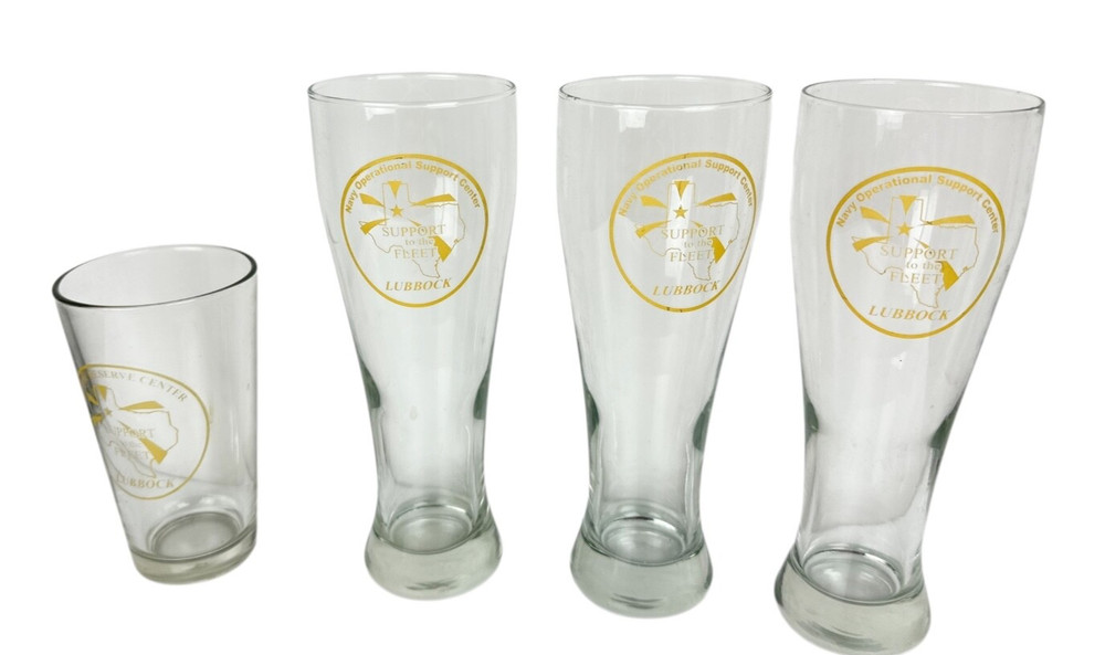 Set of 4 Glasses «Support to the Fleet Lubbock» 9″ & 5 3/4″