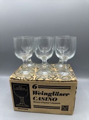 Vintage Weingläser Casino Liqueur Cordial 2.33oz Original Box West Germany Set/6