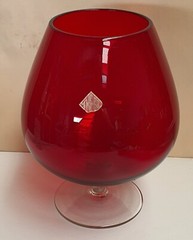 Thebe Ruby Glass Large Size Brandy Balloon 13cm Tall 10cm Wide Sticky Label