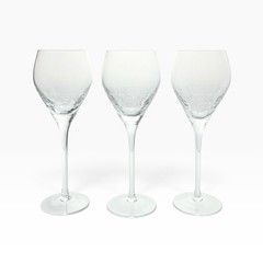 Pier 1 “Reflections” Set of 3 Crackled Wine Glasses 9 1/4” 12oz