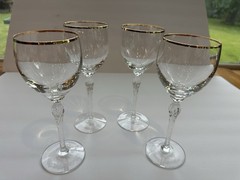 Set of 8 Lenox Crystal Monroe Gold Trim Aria Wine Glasses 7⅝ Wine Water Goblets