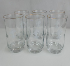 Vintage Set of 6 Houze Art Tumblers glasses w 22 K Gold Rims – Lady Portrait