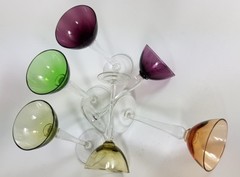Art Deco Set 6 Piece Glas / Liqueur Glass,Various Colours,Haida,about 1920 AL276
