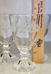 Anchor Hocking (5) Laurel Leaf Gray Cut Boopie Juice / Wine 4 Oz. Glasses