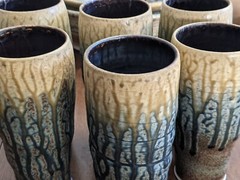 Ash Glaze Pottery Tumbler West Virginia Greenbrier Artist signed Pottery Tumbler
