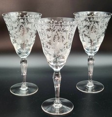 Set of 3 VTG 1940s Viking Glass Company «Prelude» Water Goblets with Long Stems