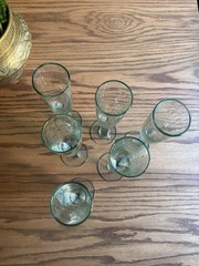 Vintage Midcentury Ribbed Stem Champagne Glasses Set of 6 Mold Blown Stemmed