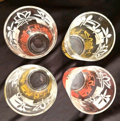 Glasses MCM VTG Tumblers set of 4 Orange Yellow White Leaf Pattern 12 oz